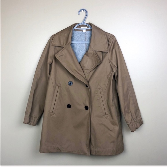 J. Crew Bonded Lined Long Trench Coat Tan Cotton - Picture 4 of 8